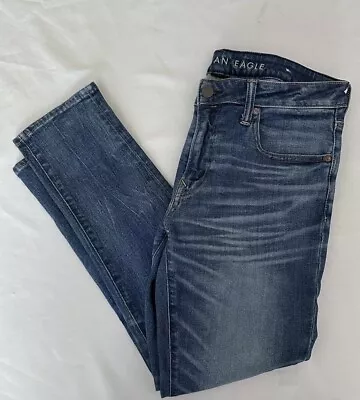 American Eagle Preowned Airflex+ Jeans 34x30 Classic Blue Wash Skinny Great Cond • $15.99