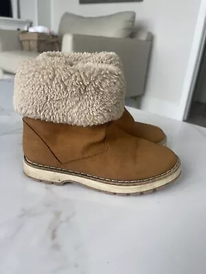 Zara Ugg Fur Boots Camel Brown Size 25 Toddler Kids Fashion Cozy Trendy Style • $18