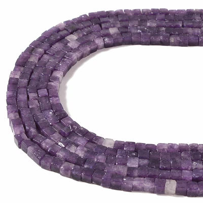 $9.49 • Buy Dark Lepidolite Smooth Cube Beads Size 4mm 15.5'' Strand