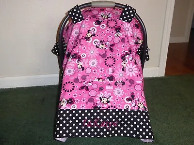 MINNIE MOUSE Baby Car Seat Canopy Cover Handmade With Or Without Peekaboo Window • $49.99