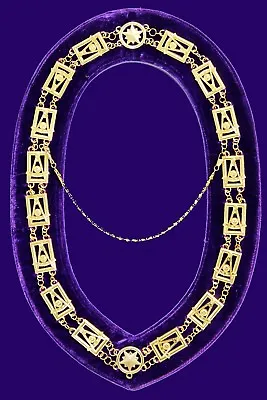 Masonic Regalia PAST MASTER Metal Chain Collar PURPLE COLOR Backing DMR-1300GP • $34.99