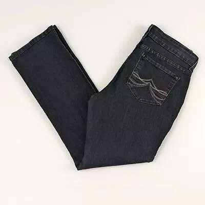 NYDJ Womens 12 (34 X 31) Black Straight Leg Lift Tuck Technology Mid Rise Jeans • $22.99