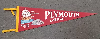Vintage Plymouth Mass. Massachusetts Pennant 27  Felt Flag • $16.95
