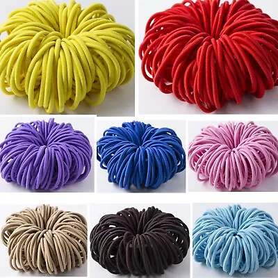 £2.99 • Buy 20 40pcs 4mm Thick Large Strong Stretchy Endless Hair Elastics Bobbles Bands UK