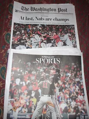 WASHINGTON NATIONALS WIN WORLD SERIES Washington Post Oct 31 Front Page + Sports • $23.75