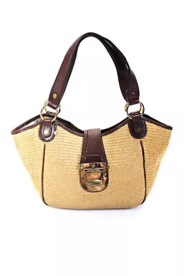 Michael Michael Kors Women's Straw Leather Trim Shoulder Bag Beige Size M • $69.99