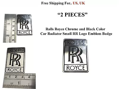 Vintage Rolls Royce Silver Black Color Car Radiator Small RR Logo Emblem Badge2X • $16