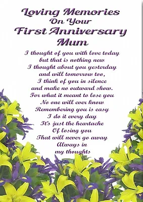 First Anniversary Birthday Waterproof Graveside Memorial Card Generic26 • £4