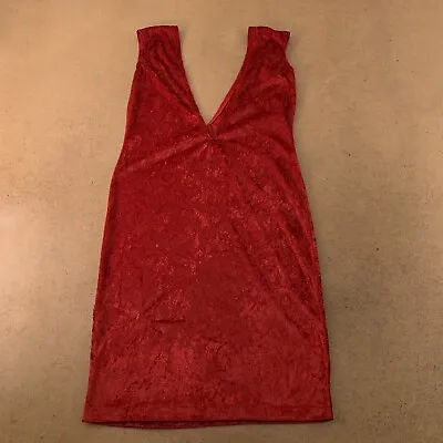 Women's Size Medium Red Velvet Sleeveless Deep V Neck & Back Bodycon Dress New • $18.67