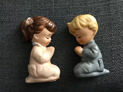 2 Vintage Japan Ceramic Praying Boy And Girl Figurines  Collectibles 4.5  Tall • $5