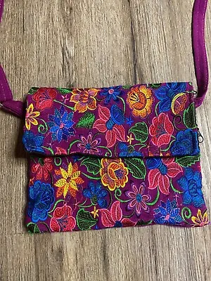 Mexican Floral Embroidered Handmade Crossbody Purse • $10.58