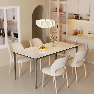 Overlength White Marble Dining Room Kitchen Table Furniture For Home Restaurant • $549.91