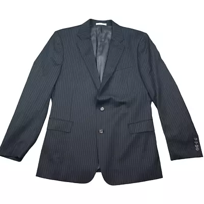 Lauren Ralph Lauren Wool Blazer Mens Size 44R Black Striped Trim Fit Sports Coat • $30.89