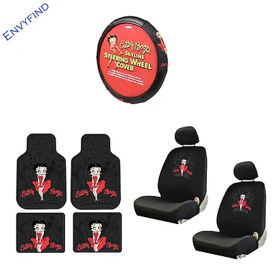 $154.97 • Buy New Betty Boop Skyline Red Dress 9Pc Floor Mat Seat Covers Steering Wheel Cover