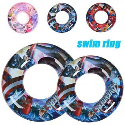 Inflatable Swimming Ring Float Avengers Spiderman Frozen Pool Toys Adults Kids/ • £11.29