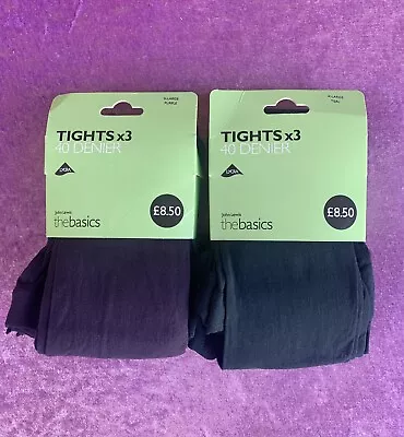 JOHN LEWIS TIGHTS - 6 Pairs Brand New - Size XL - 40 Denier Purple & Teal  • $19.90