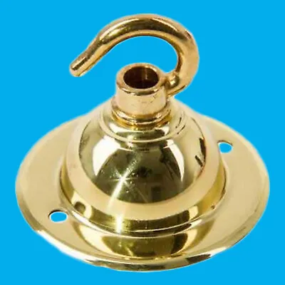 2x Polished Brass Ceiling Hook Plate Chandelier Light Fitting Base Fixing Plate • £14.99