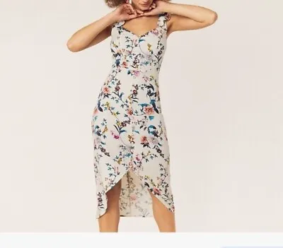 £10 • Buy SALE Oasis BNWT Ivory Floral Button Front Midi Dress Size 12 New