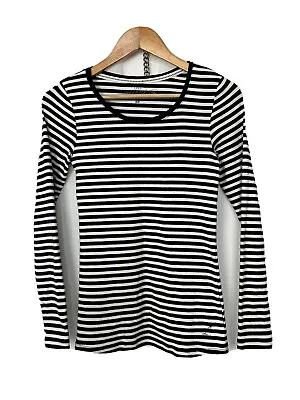 £10.99 • Buy LOGG By H&M Womens Top Slim Fit Crew Neck Long Sleeve Blue White Striped Size M