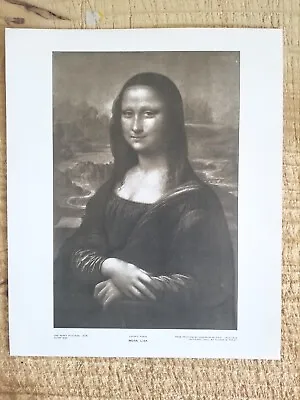 MONA LISA.VTG 12 X10  PERRY ENGRAVING PRINT.EX-LIB STICKER IN BACK*PPB • $13.49