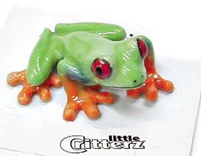 ➸ LITTLE CRITTERZ Amphibian Frog Miniature Figurine Red Eyed Frog Clinger • $13.99