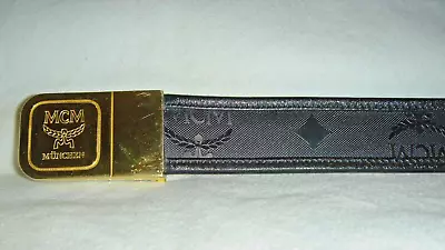 MCM Vintage NEW IN BOX Signature Belt. 36-42.Black Leather. MCM Logo. Reversable • $95