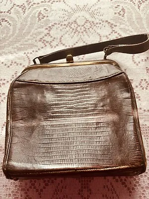 Vtg  Brown Animal  Pattern Women Small Handbag As Is • $12