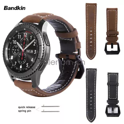 Genuine Leather Wrist Band Strap For Samsung Galaxy Watch 46mm / 3 45mm/ Gear S3 • $15.29