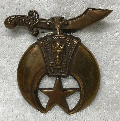 Vintage Antique MASONIC SHRINERS Brass Metal EMBLEM Badge Medal With Pin • $29.99
