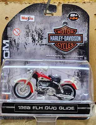 Maisto 1958 FLH DUO GLIDE  Diecast 1:24 Scale Harley Davidson Motorcycle~NIB~ • $15