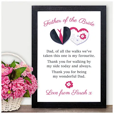 Dad Personalised Poem Keepsake For Father Of The Bride Thank You Favours Gifts • £4.95