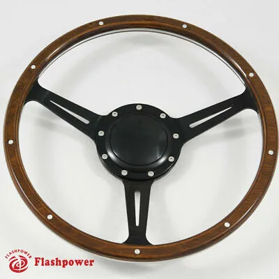 14  Black Wood Steering Wheel Jaguar MG GT MGB Midget W/Horn • $190