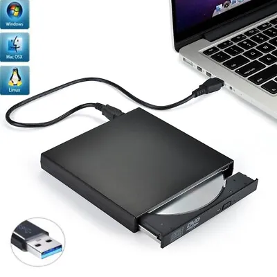 £13.99 • Buy USB External CD Burner DVD/CD Reader Player For Windows Mac Laptop Computer