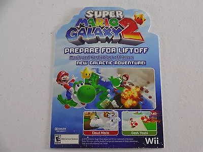 NINTENDO 2010 SUPER MARIO GALAXY 2 Wii 2010 STORE DISPLAY PROMO SHEILF CARD RARE • $35