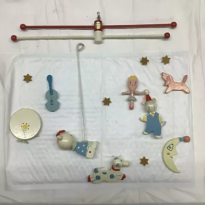 Vintage Baby Crib Mobile IRMI Handpainted Wood Fairytale Original Box • $24.25