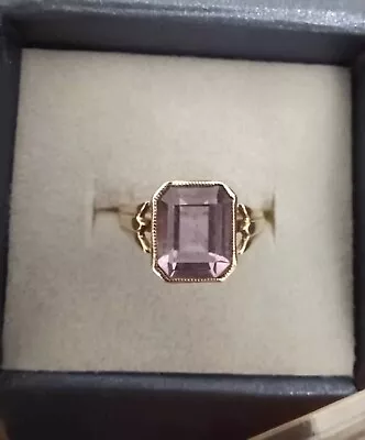 9ct Gold Amethyst Ring Size Approx M • £96.99