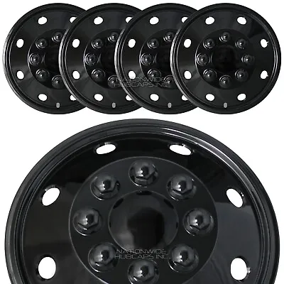 $89.99 • Buy 4 Black 16  8 Lug RV Dual Steel Wheel Simulators Dually Rim Covers Hub Caps New