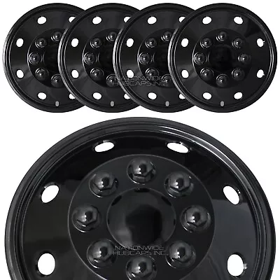 4 Black 16  8 Lug RV Dual Steel Wheel Simulators Dually Rim Covers Hub Caps New • $89.99