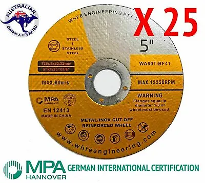 $29.99 • Buy 25 X 125mm Cutting Discs Wheel Thin Angle Grinder Cut Off  Steel Flap