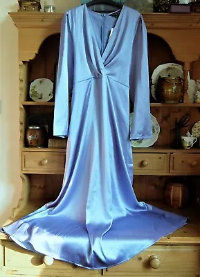 £35 • Buy 1940s LIQUID SATIN STYLE DRESS GOWN SIREN FILM STAR HOLYWOOD GLAMOUR NWT UK 18