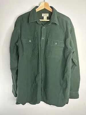 $27.99 • Buy Vintage L.L. Bean Green Chamois Cloth Button Down Shirt Size Large USA Made