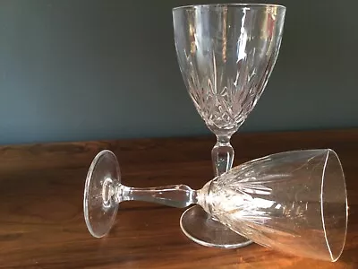 Pair Of Vintage Lead Crystal Large Wine Or Water Glasses 1980s • £19.99