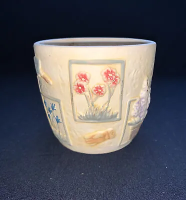 $15 • Buy Ceramic Planter Flower Pot Hand Painted Floral 3” Gardening Themed Vintage