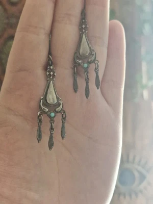 $22.01 • Buy Sterling Silver Navajo Turquoise Dangle Earrings