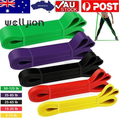 $29 • Buy Set Of 5 Heavy Duty Resistance Band Loop Power Gym Fitness Exercise Yoga Workout