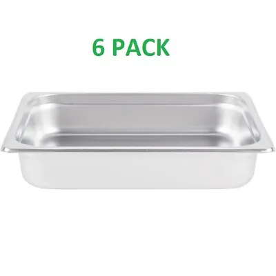 6 PACK Half Size Stainless Steel 2 1/2  Deep Steam Table Chafing Dish Food Pan • $66.66