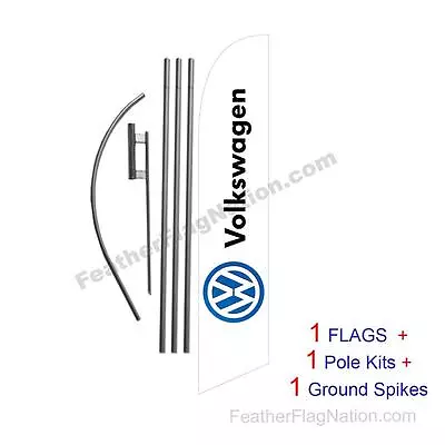 Volkswagen (white) 15' Feather Banner Swooper Flag Kit With Pole+spike • $59.85