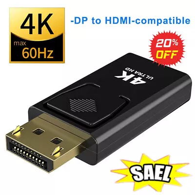 4k Display Port DP To HDMI Flat Adapter Converter For 1080p HDTV PC UK • £3.24