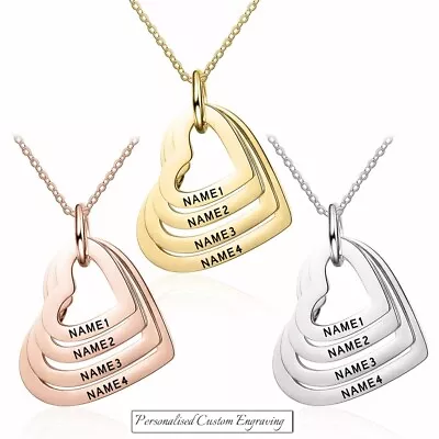 Necklace Personalised Gift Heart Children's Names Love Valentine Mothers Day • £10.49