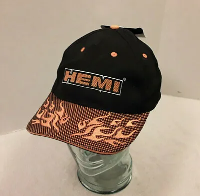 Dodge Hemi Baseball Hat Adjustable Black & Orange W/ Flames Mopar Cap OSFA NEW • $16.96